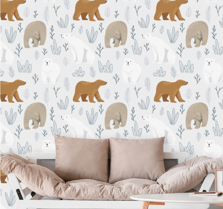 Brown and polar bear pattern animals wallpaper - TenStickers