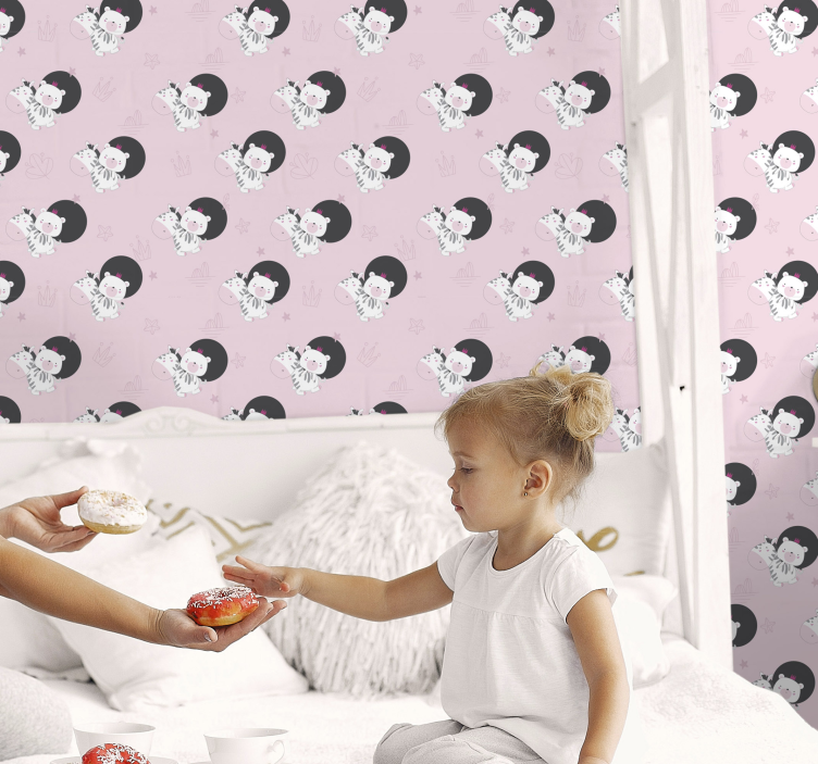 Baby zebra motif wallpaper childrens room - TenStickers