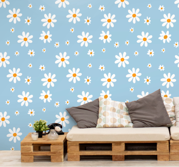 Daisy Pattern Bloom flowers wallpaper - TenStickers