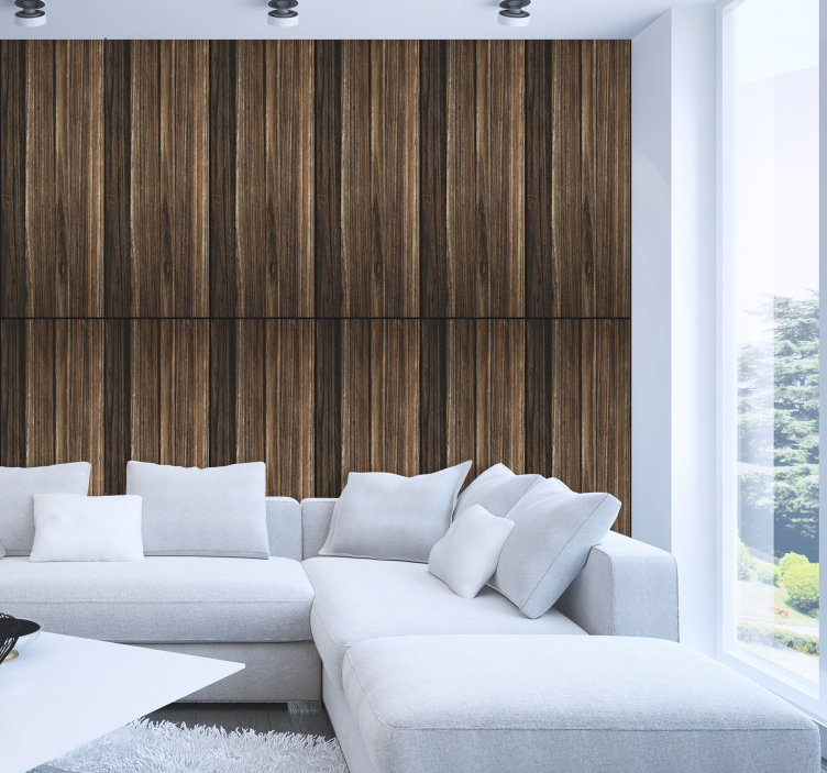 Dark Wood Textured Wallpaper - TenStickers
