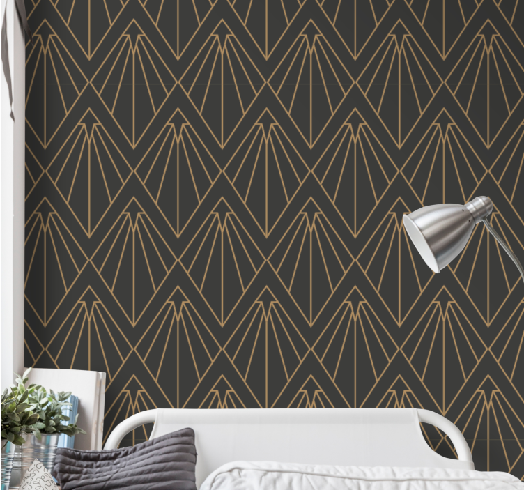 Déco gold fan wallpaper geometric - TenStickers