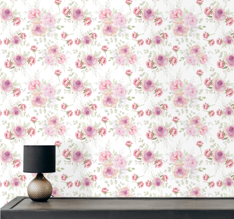 Delicate Floral Pattern flowers wallpaper - TenStickers