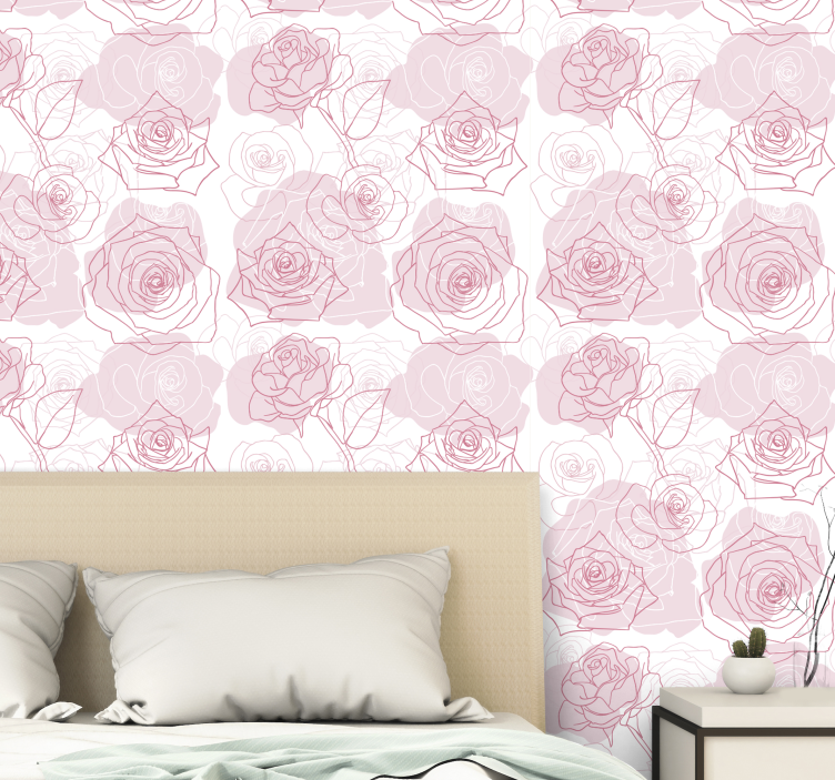 Delicate Floral Roses flowers wallpaper - TenStickers