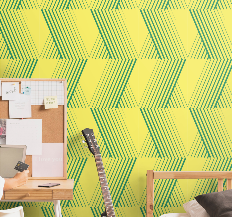 Diagonal stripe lines wallpaper geometric - TenStickers