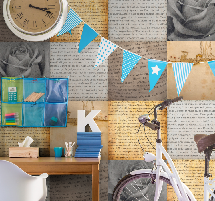 Little Prince collage lettering wallpaper - TenStickers