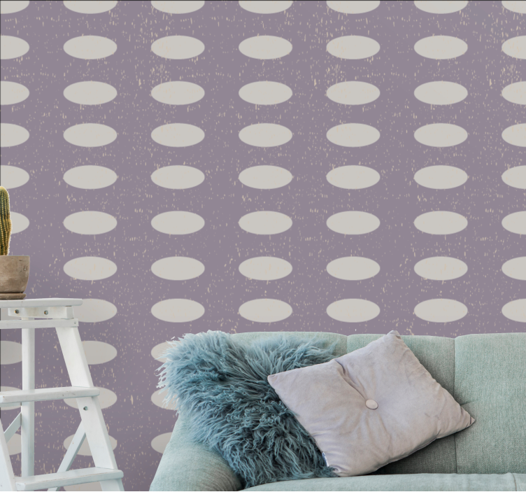 Textured lavender ovals polka dots wallpaper - TenStickers