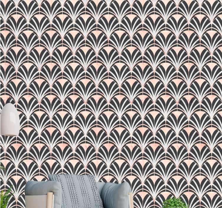Art déco fan ornamental wallpaper - TenStickers