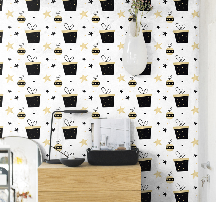 Elegant gift box pattern Wallpaper - TenStickers