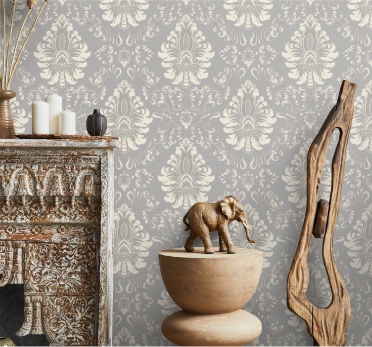 Elegant ornamental patterns entrance wallpaper - TenStickers