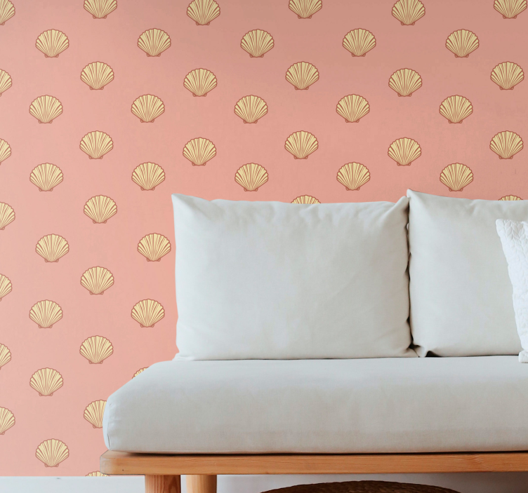 Elegant Shell Pattern pink wallpaper - TenStickers