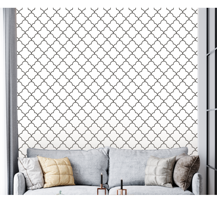 Elegant tile pattern living area wallpaper - TenStickers