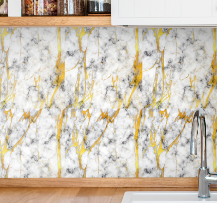 Elegant Yellow Veins marble effect wallpaper - TenStickers