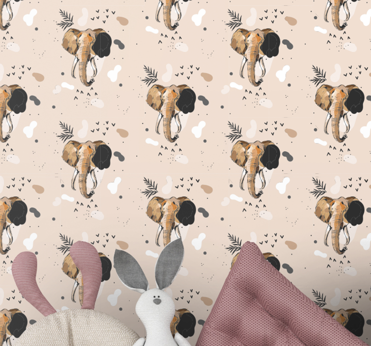 Elephant Motif Pattern elephants wallpaper - TenStickers