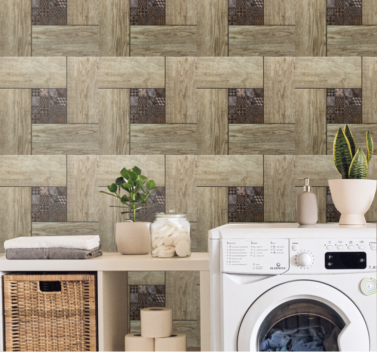 Faux Wood Panels wood effect wallpaper - TenStickers