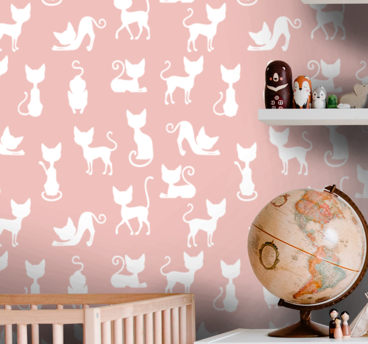 Feline Silhouette cats wallpaper - TenStickers