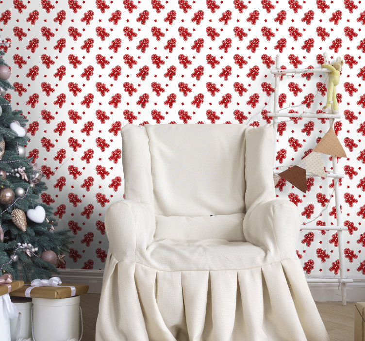 Festive Gingerbread Patterns holiday christmas wallpaper - TenStickers