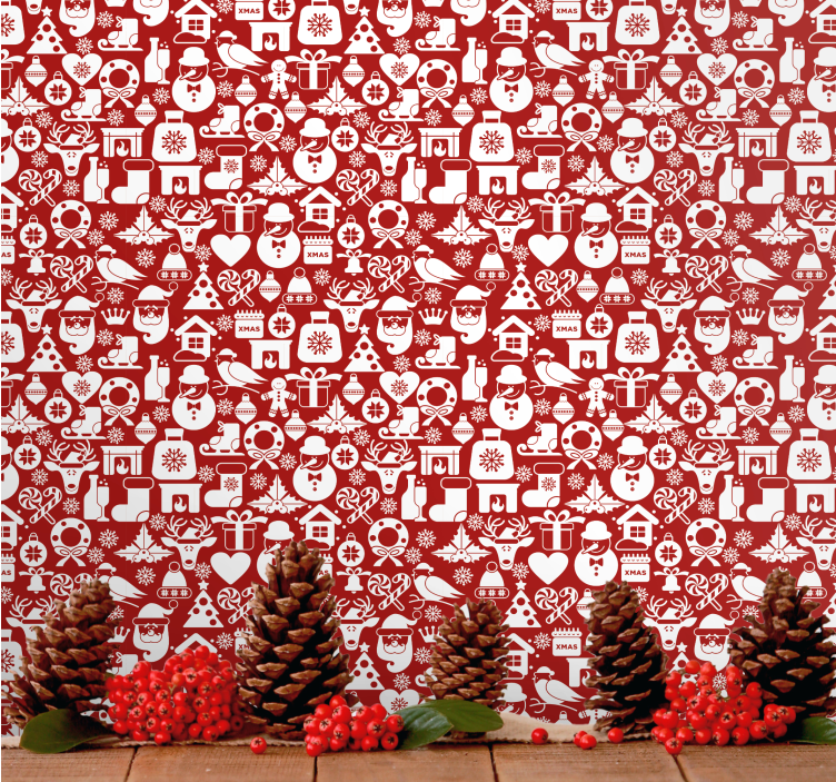 Festive Holiday Patterns holiday christmas wallpaper - TenStickers