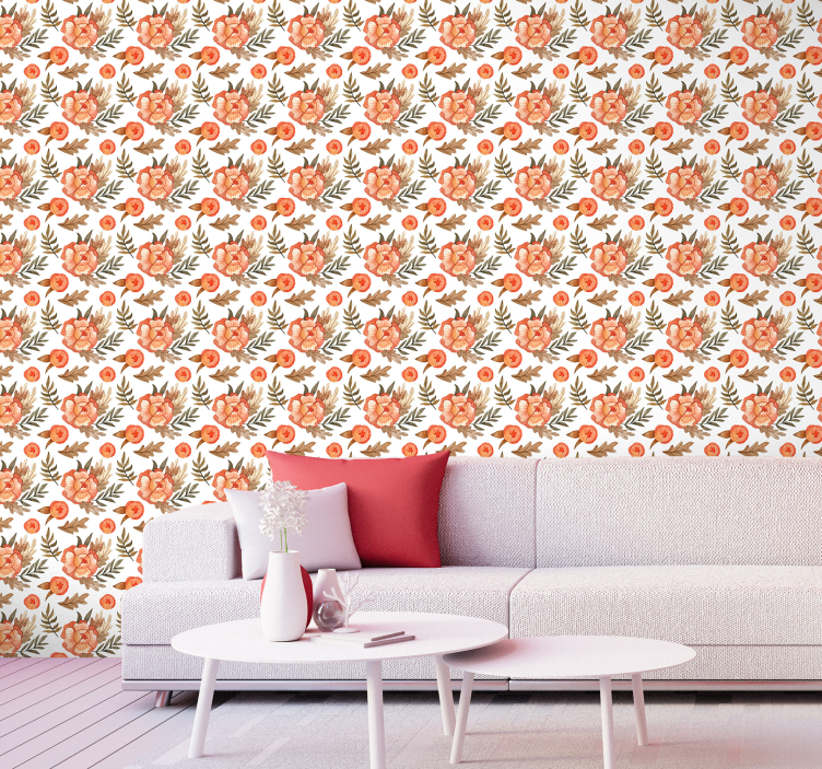 Floral Arrangement Motif flowers wallpaper - TenStickers