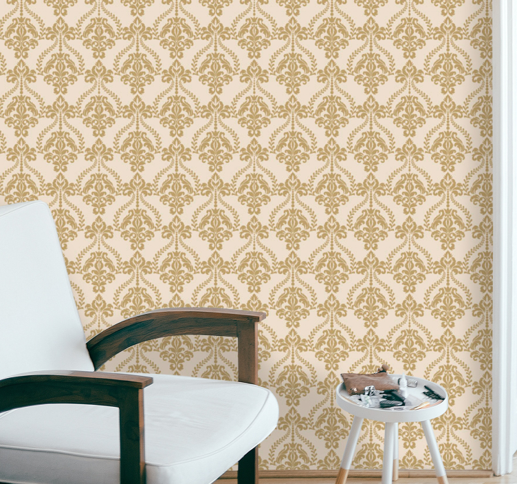 Floral beige details retro wallpaper - TenStickers