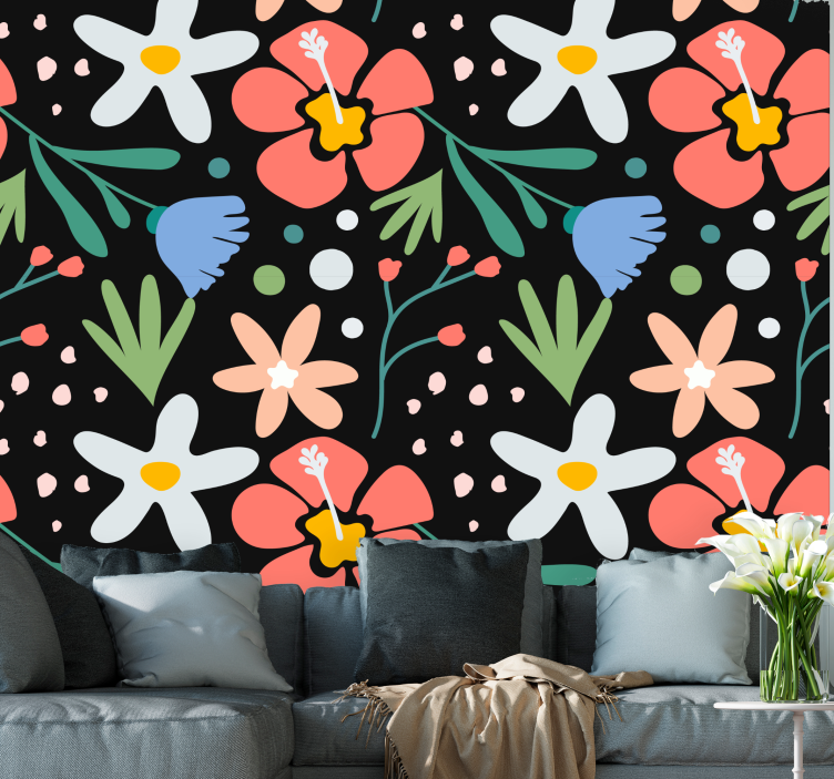 Floral Bloom Extravaganza flowers wallpaper - TenStickers