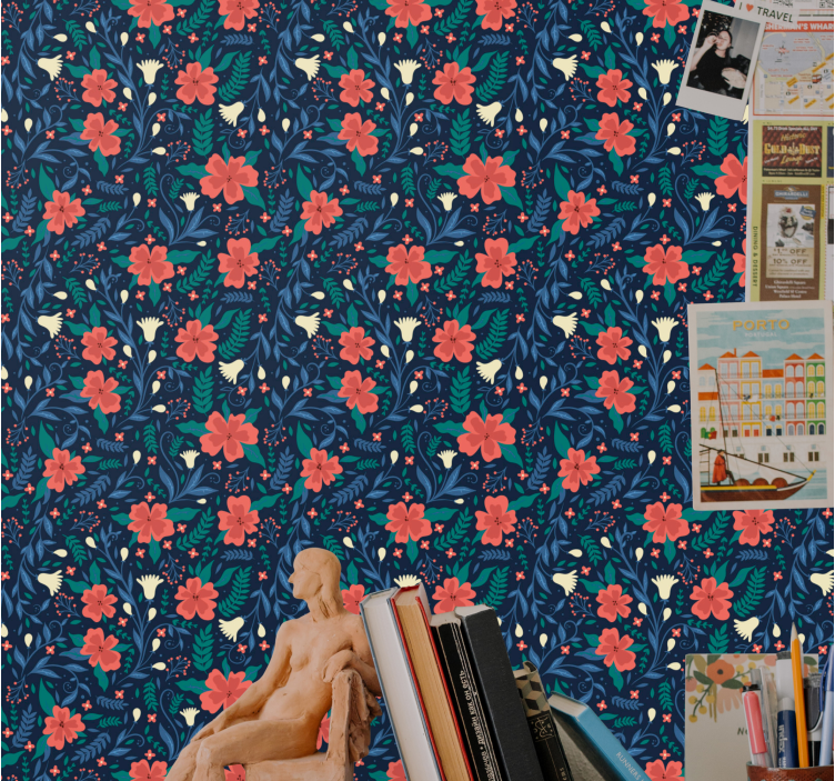 Floral Botanic Print flowers wallpaper - TenStickers