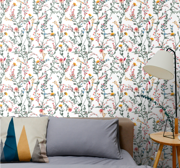 Floral Botanical Spread flowers wallpaper - TenStickers