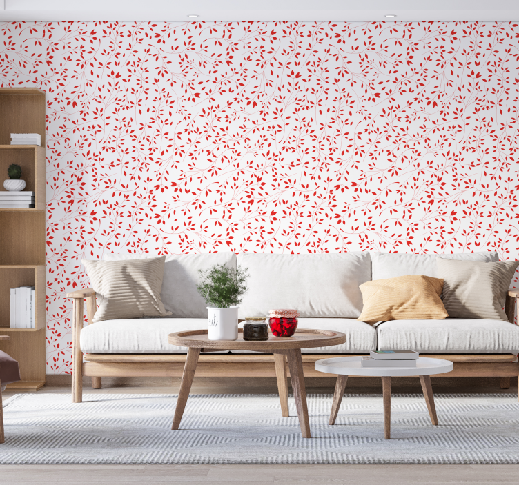 Red Branch Pattern leaves wallpaper - TenStickers