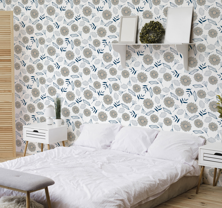 Floral Decorative Motif flowers wallpaper - TenStickers
