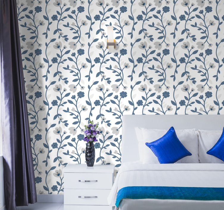 Branching bloom design flowers wallpaper - TenStickers