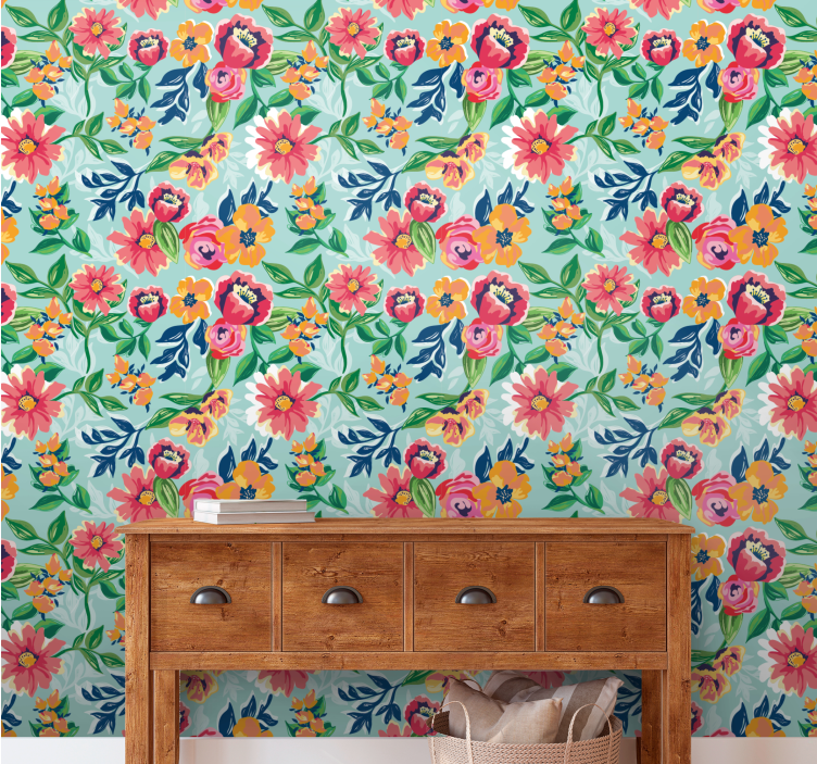 Floral Garden Design flowers wallpaper - TenStickers