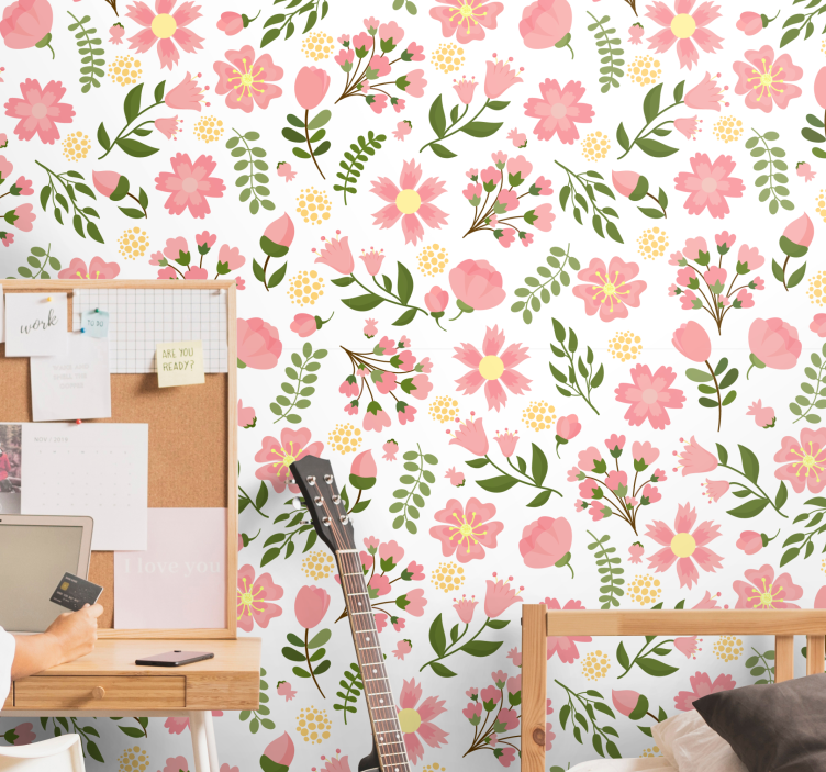 Floral Harmony flowers wallpaper - TenStickers