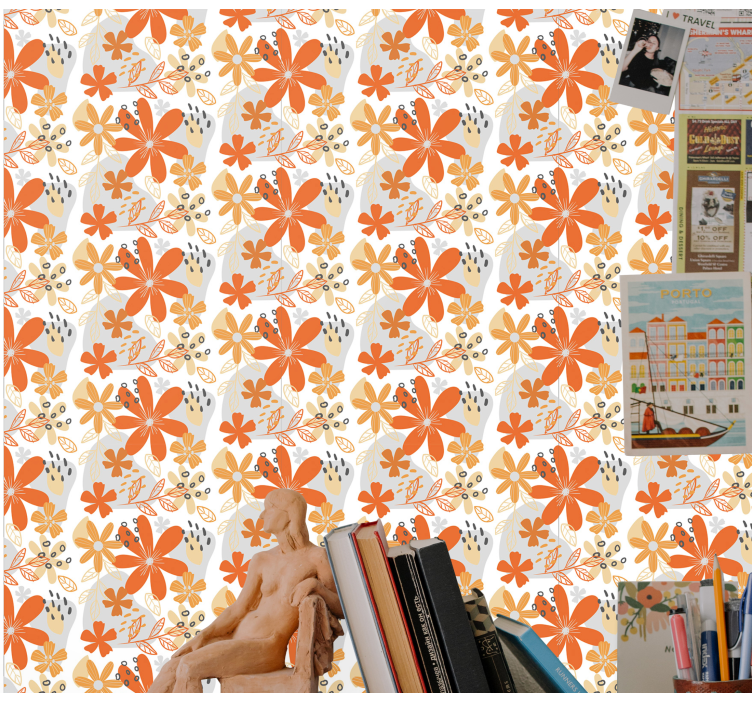 Floral Pattern Play flowers wallpaper - TenStickers