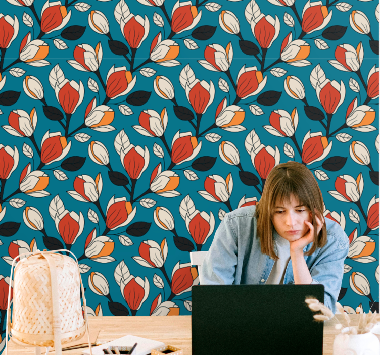 Floral Patterned Backdrop flowers wallpaper - TenStickers