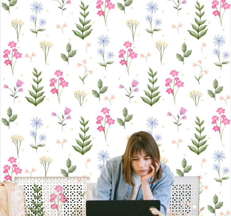 Floral Patterned Background flowers wallpaper - TenStickers