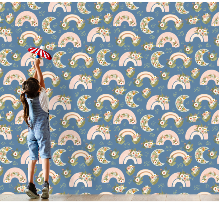 Floral Rainbows nursery room wallpaper - TenStickers