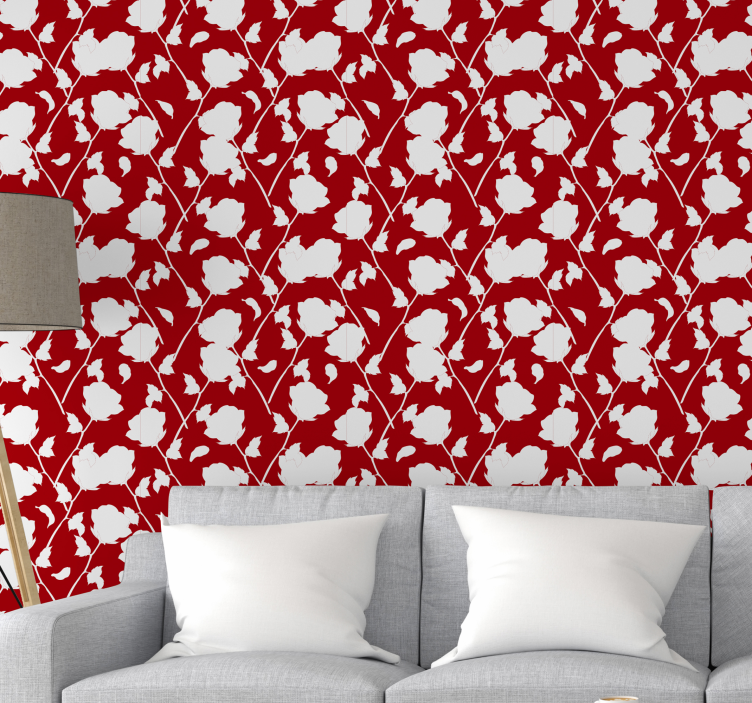 Floral Silhouette flowers wallpaper - TenStickers