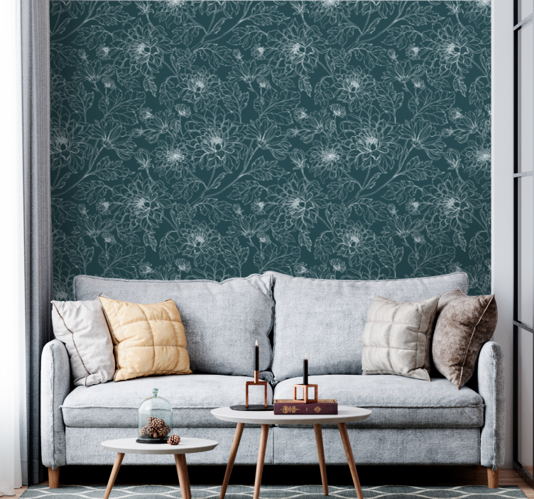 Floral Textured Elegance flowers wallpaper - TenStickers