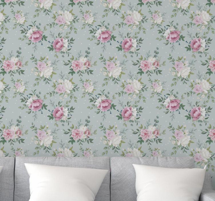 Floral Vintage flowers wallpaper - TenStickers