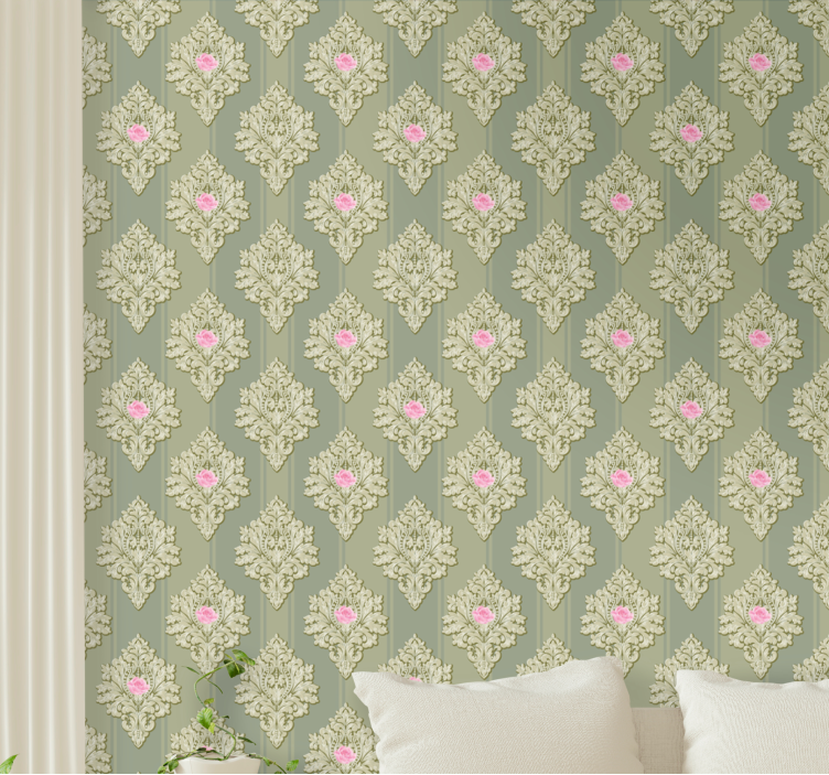Floral wallpaper with rose floral details - TenStickers