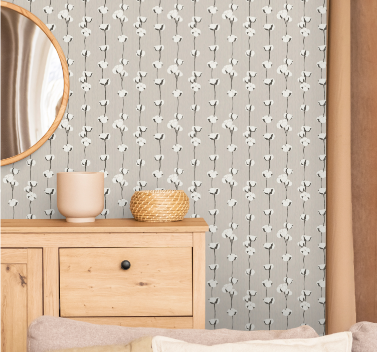 Cotton blossom trail flowers wallpaper - TenStickers