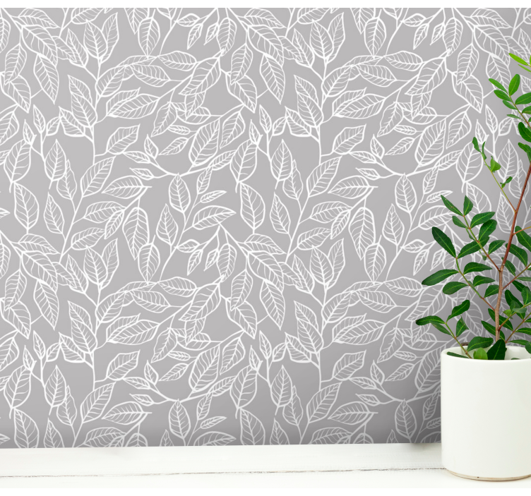 Foliage Motif leaves wallpaper - TenStickers