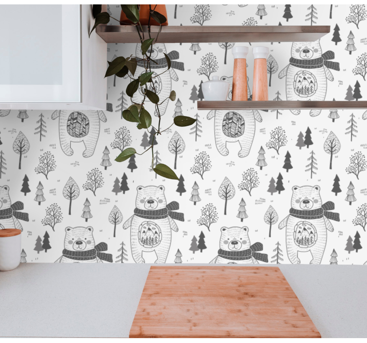 Forest Bear Motif animals wallpaper - TenStickers