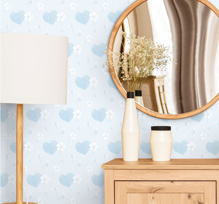 Blue gentle motif flowers wallpaper - TenStickers
