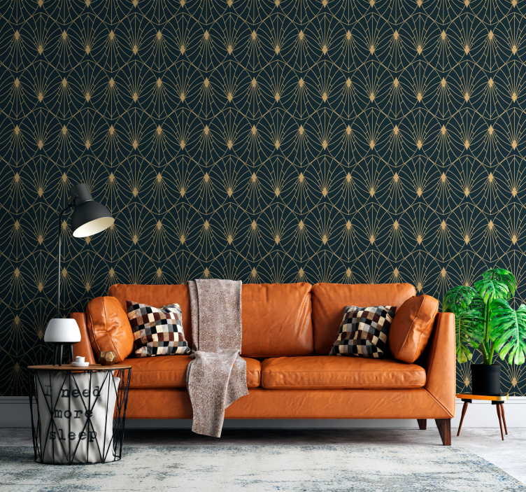 Geometric gold shapes contemporary wallpaper - TenStickers