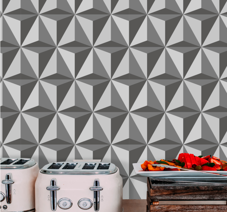 3D grey triangles textured wallpaper - TenStickers