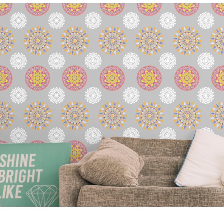 Geometric Medallions living area wallpaper - TenStickers