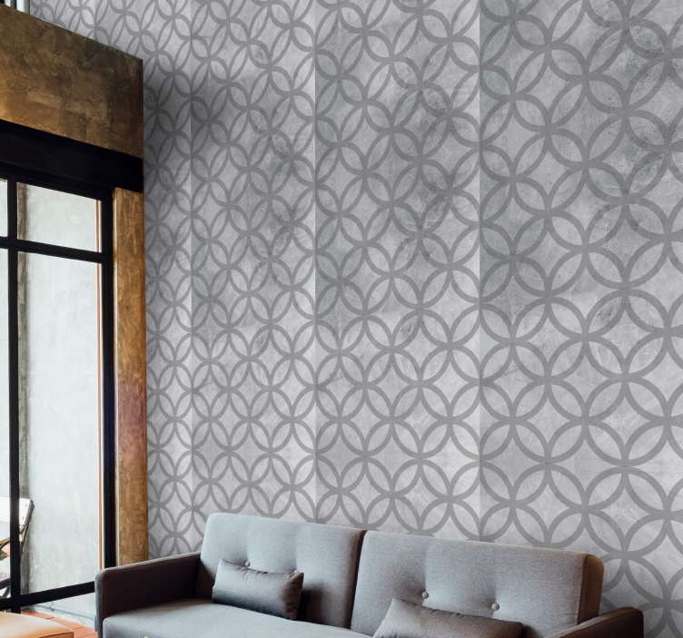 Geometric Pattern Simplicity Grey Wallpaper - TenStickers
