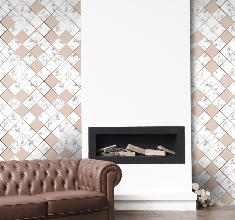 Geometric Tile Pattern ornamental wallpaper - TenStickers