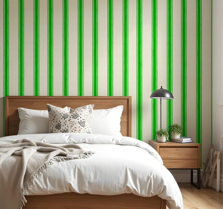 Geometric wallpaper vertical lines in green - TenStickers
