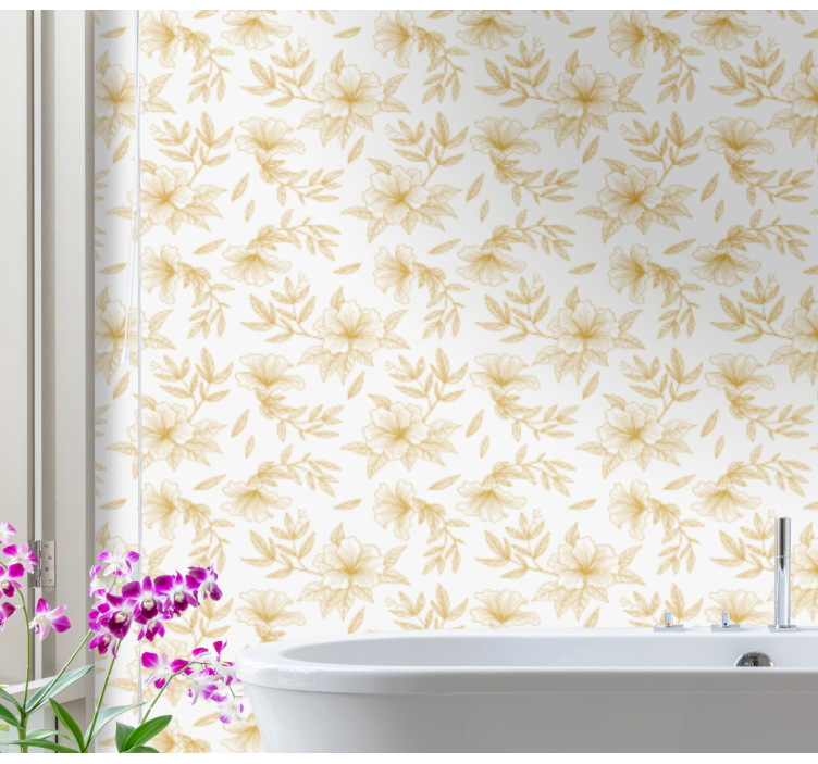 Golden Floral Elegance floral wallpaper - TenStickers